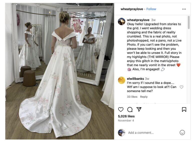 Tessa Coates Instagram wedding dress photo
